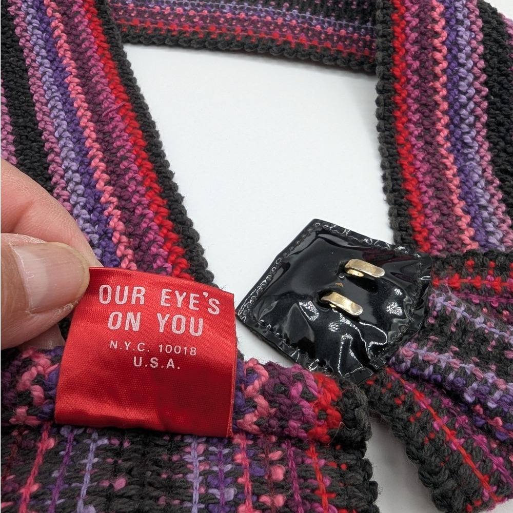 Goodheart Vintage Woven‎ Striped Belt Purple Pink Black Wide Waist Made in USA - Picture 3 of 6